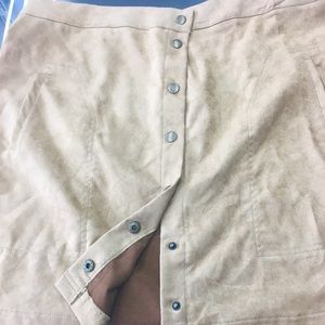 Classic Faux suede Full snap button front Skirt